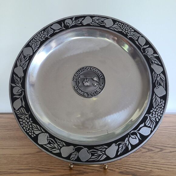 Vintage Hernando County Kennel Club Pewtarex Look Dog Show Trophy Promo Plate - Picture 2 of 12